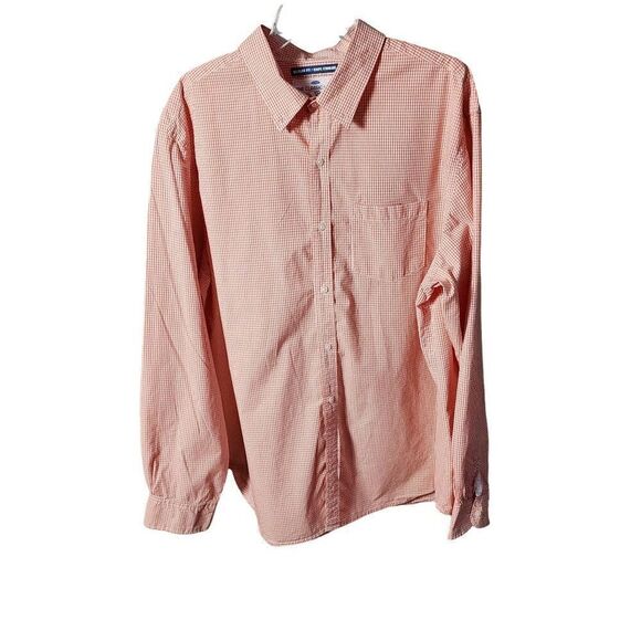 Old Navy The Classic Shirt XXL Men's Long Sleeve Orange Checkered Shirt - Picture 1 of 9